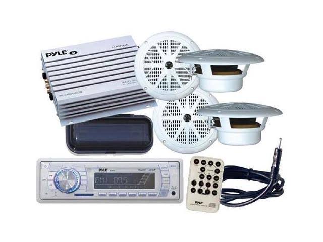 Marine MP3 USB Stereo Radio Receiver with 4 Speakers and 400Watt Amp A513594