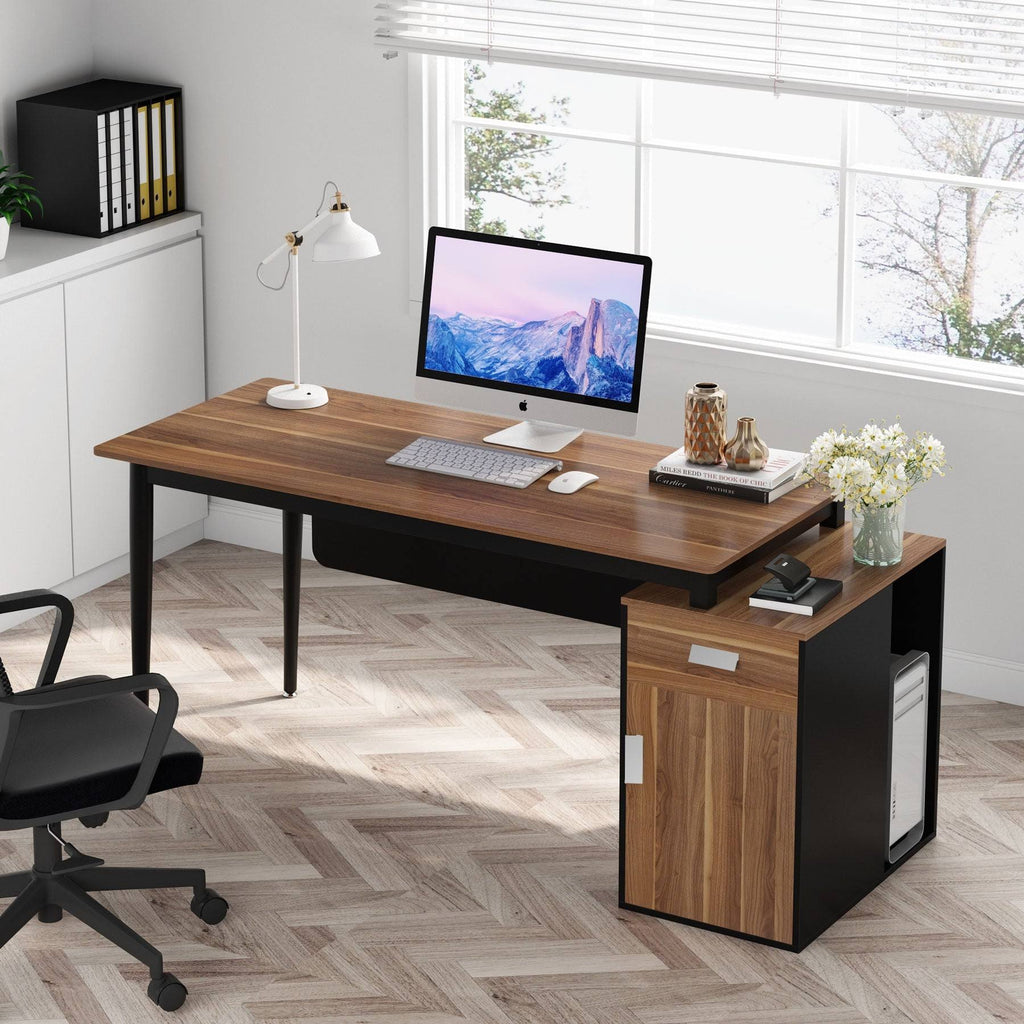 55 inch Computer Desk with Drawers and Storage Cabinet M6220