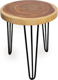 Round Natural Wood Slab Accent End Table P774
