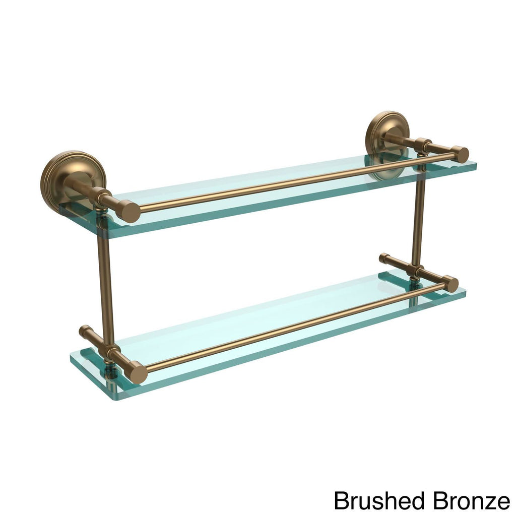 22x22 Double Glass Shelf with Gallery Rail Satin Nickel D634