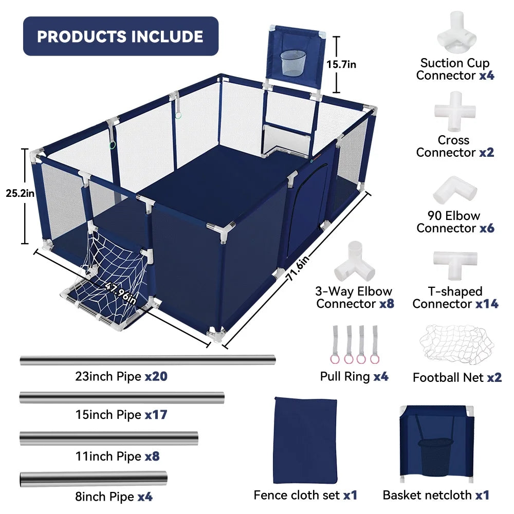 71x48inch Large Gray Baby Playpen Z45817