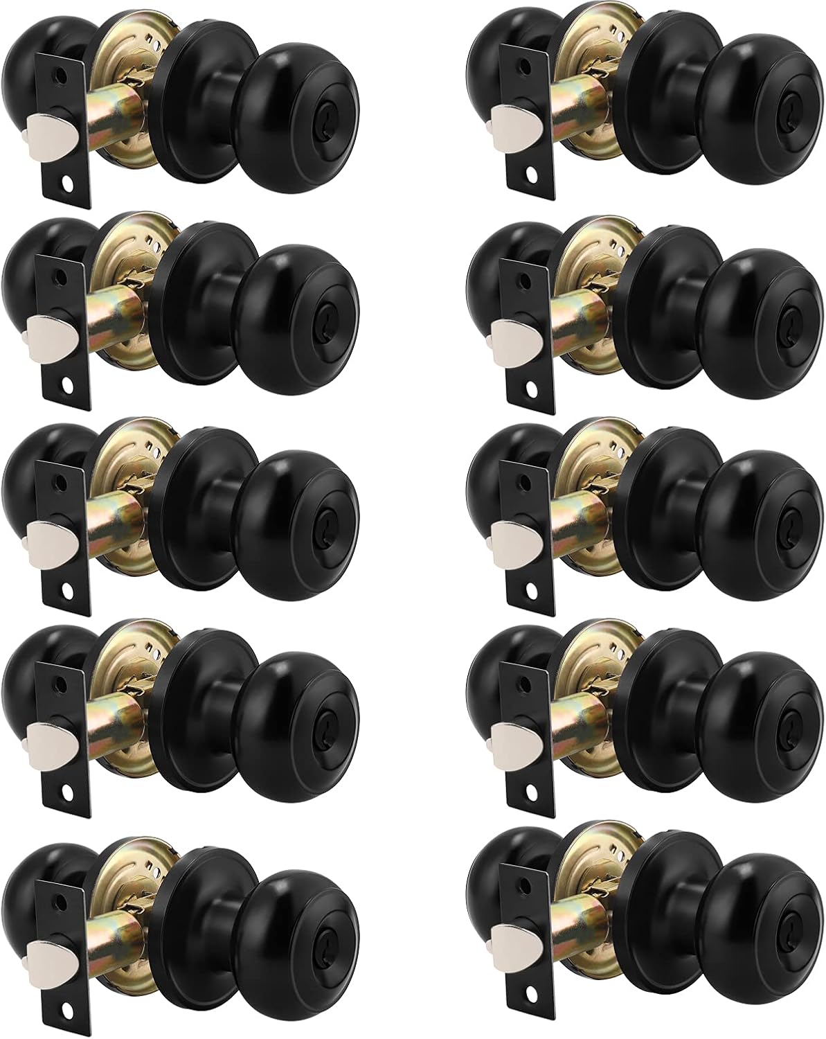 6 Pack Round Passage Door Knob Black Finish Door Hardware Q4291