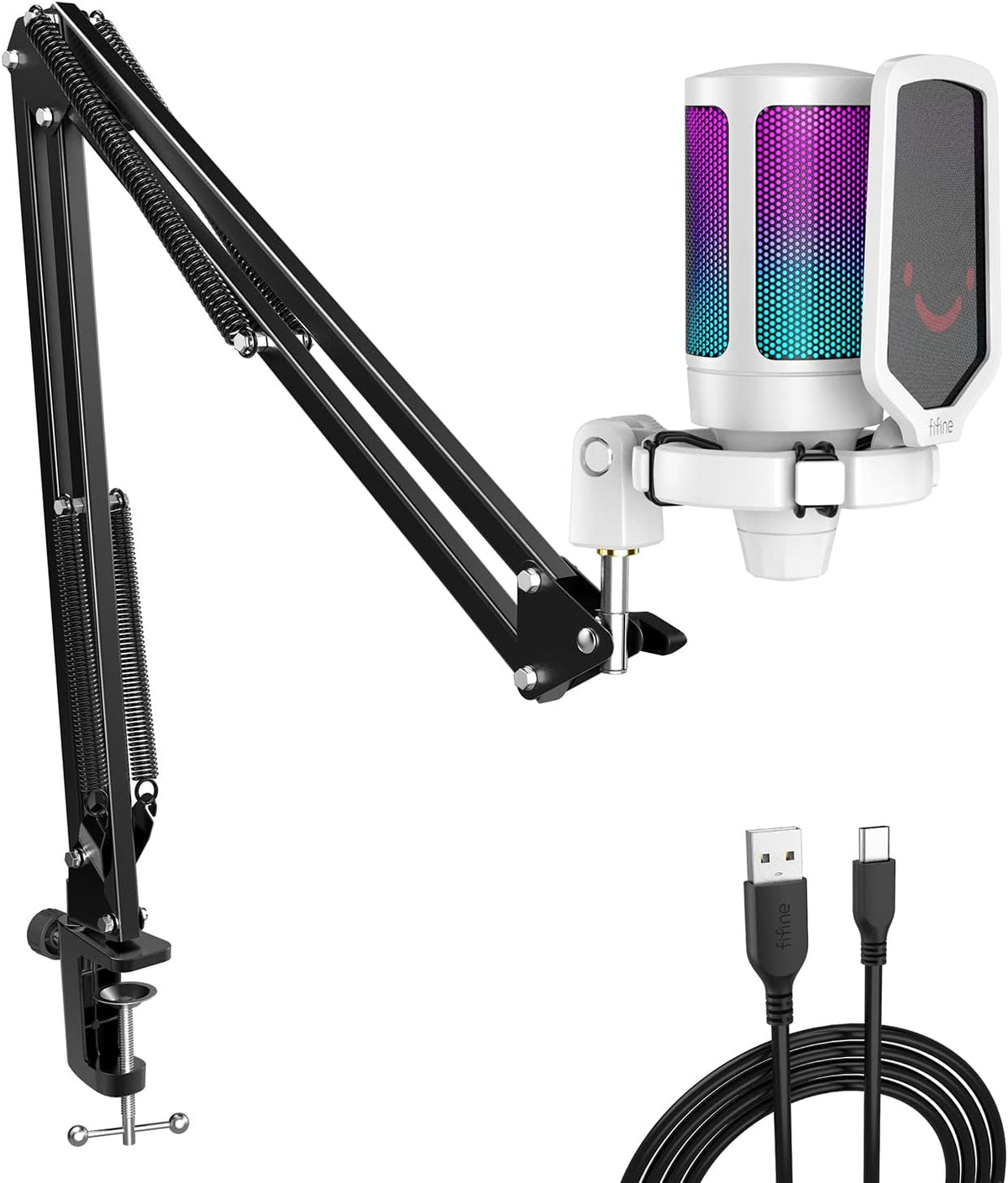 USB Gaming Microphone Kit with Mute Button, Volume Gain, RGB, Arm Stand A292358