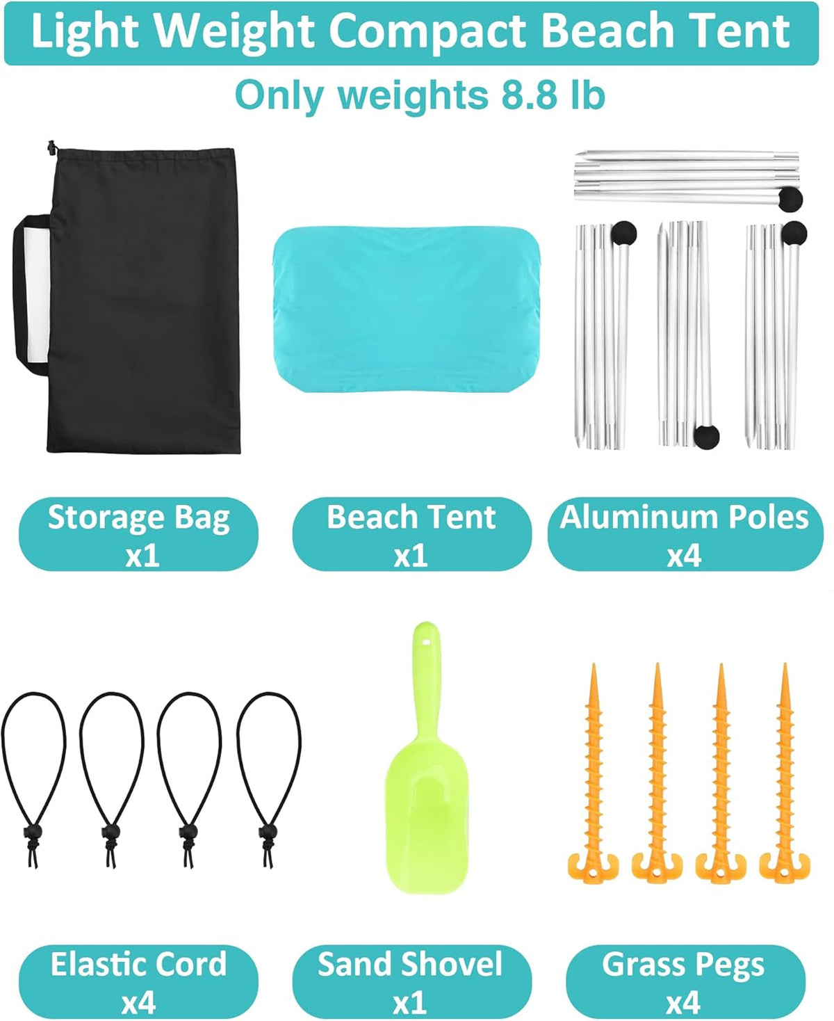 10'x10' 6 Person UPF 50+ Pop Up Beach Tent I40243