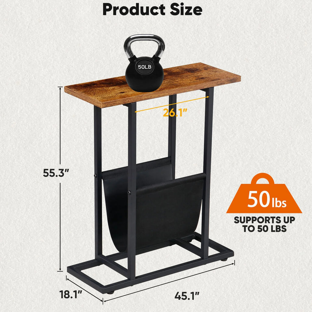 Narrow Side Table with Magazine Holder A804297