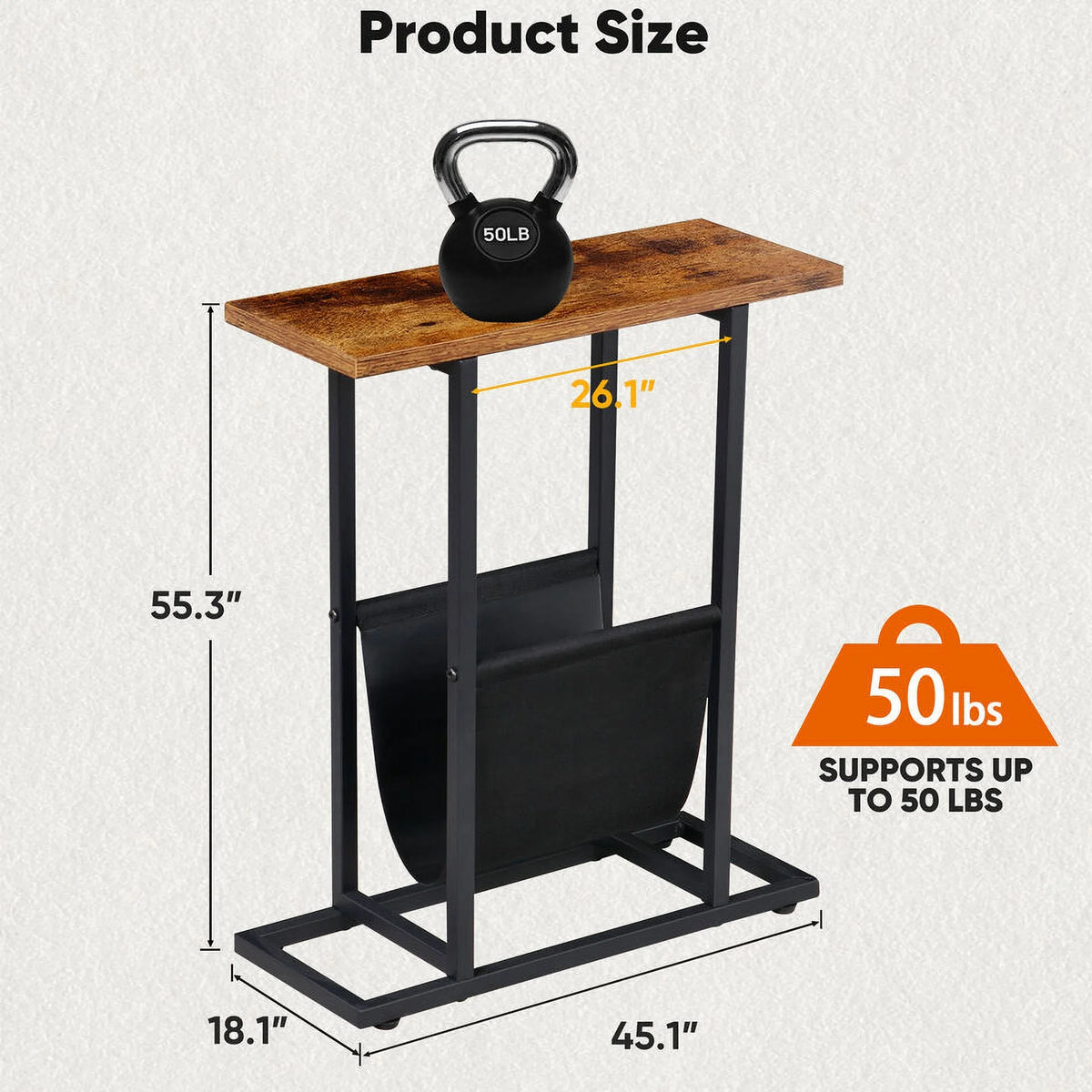 Narrow Side Table with Magazine Holder A804297