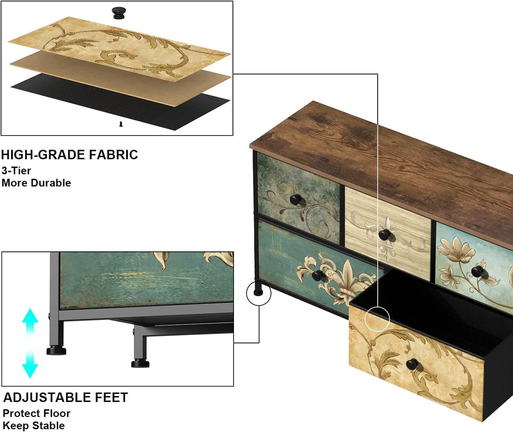 Fabric Dresser with 5 Drawers E88397
