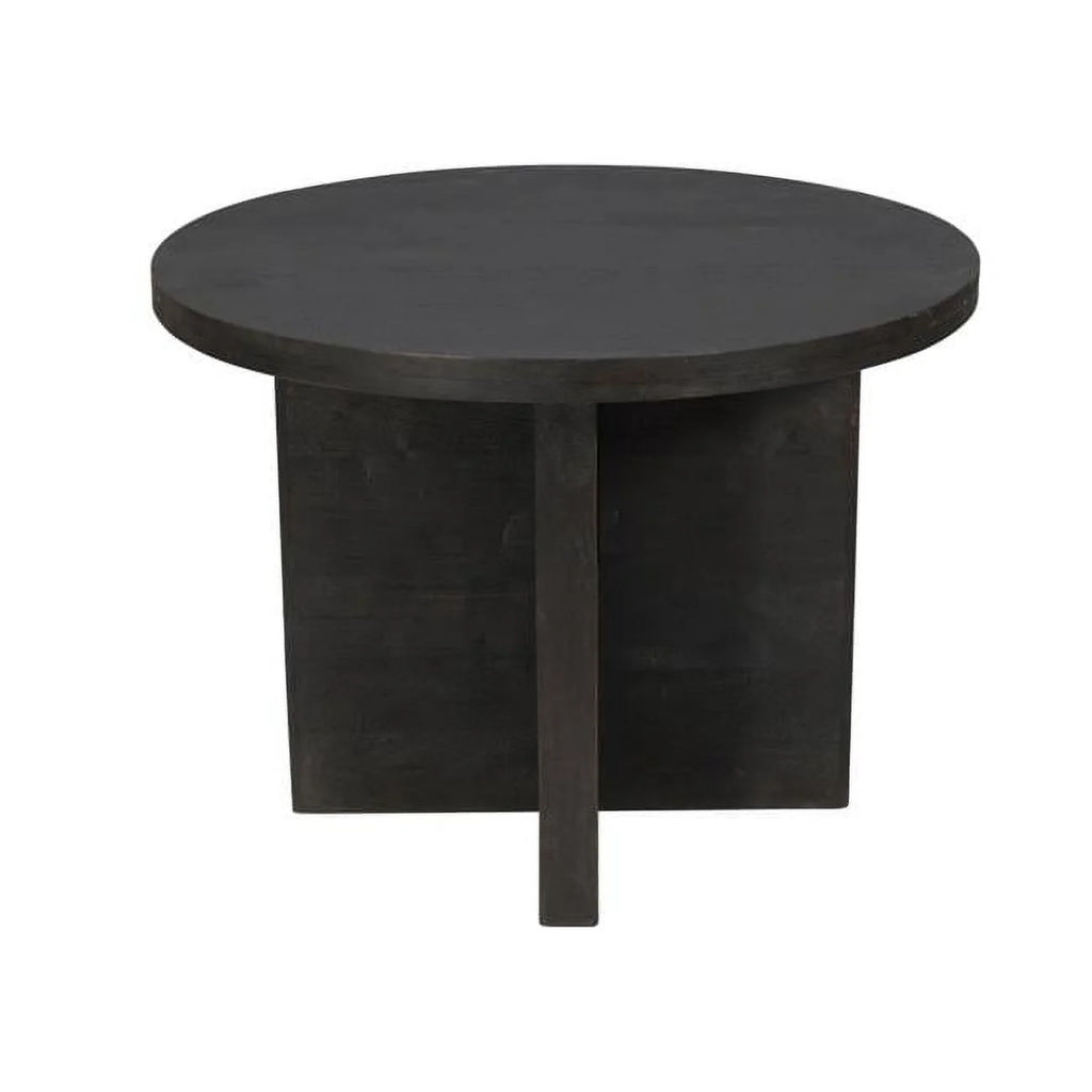 Dark Gray Rounded Solid Wood Dining Table N9438