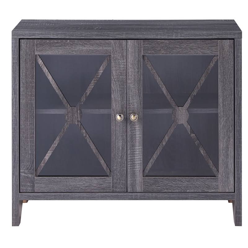 Distressed Gray Wood Accent Storage Cabinet Y71786