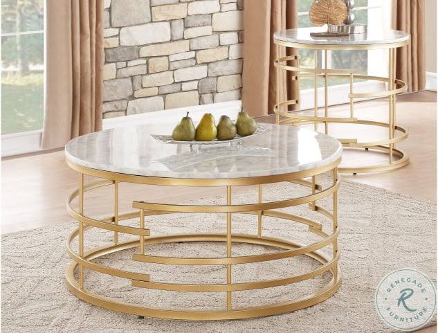 Round Faux Marble Coffee Table O227