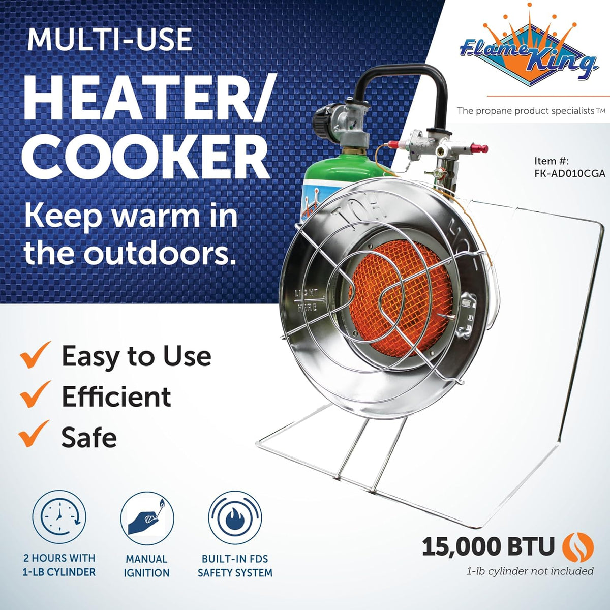 Portable Propane Heater Cooker 15,000 BTU Silver K57887