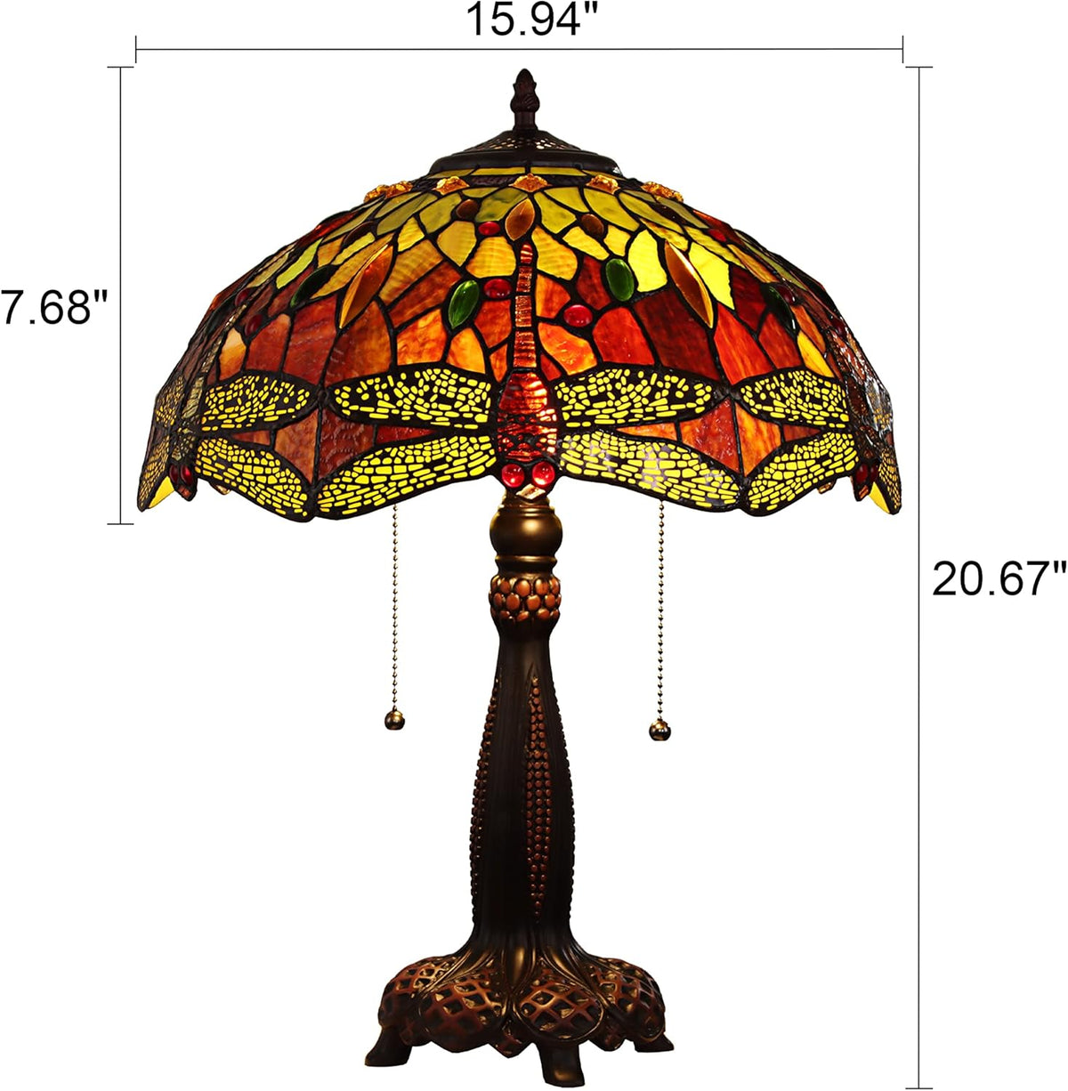 Tiffany-Style 2 Light Dragonfly Table Lamp 16" Shade F579449