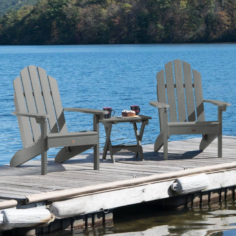 Coastal Teak 2 Classic Chairs with Folding Side Table 3-Piece Set X416