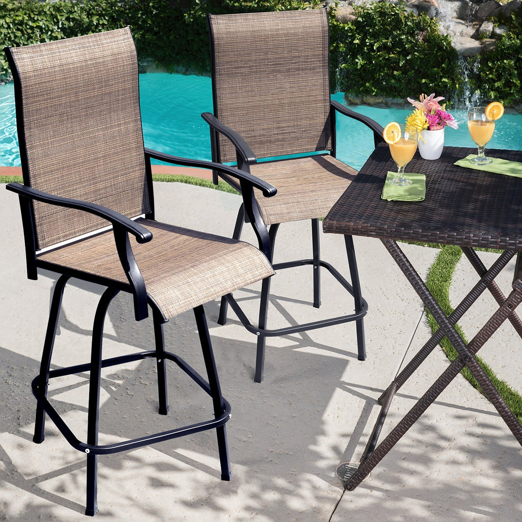 Tan Metal Bistro Chair and Table Set of Three O7145