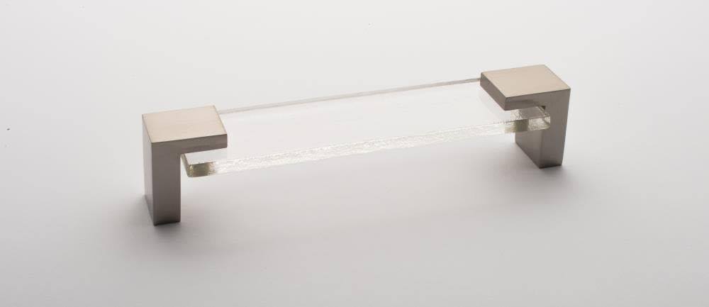 Clear/Satin Nickel Rectangular Drawer Pulls T7949