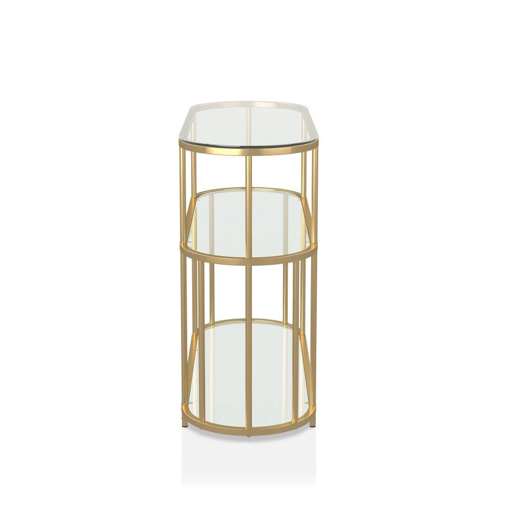 Gold Coating 2-Shelf Glass Top Console Table W715