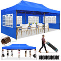 10x20 Pop up Canopy Tent with 6 Removable Sidewalls Blue U886