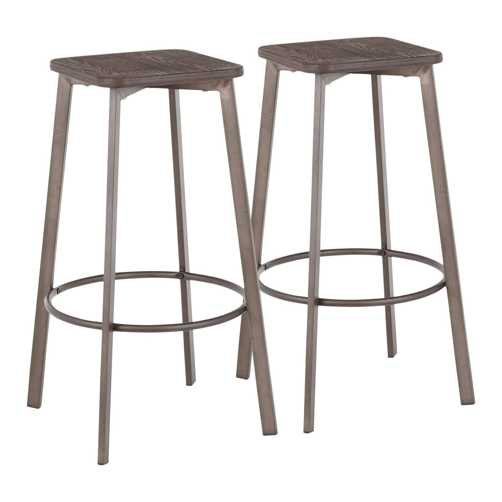 Set of 2 Square Industrial Bar Stools P573758