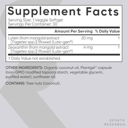 Lutein and Zeaxanthin Capsules - 120 Veggie Softgels Y25036