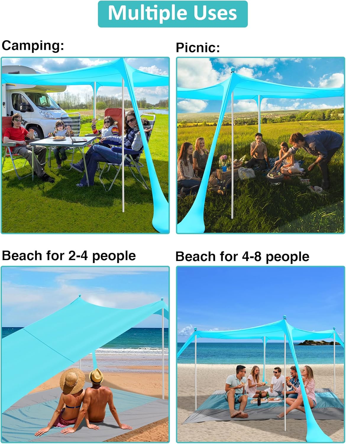 10'x10' 6 Person UPF 50+ Pop Up Beach Tent I40243