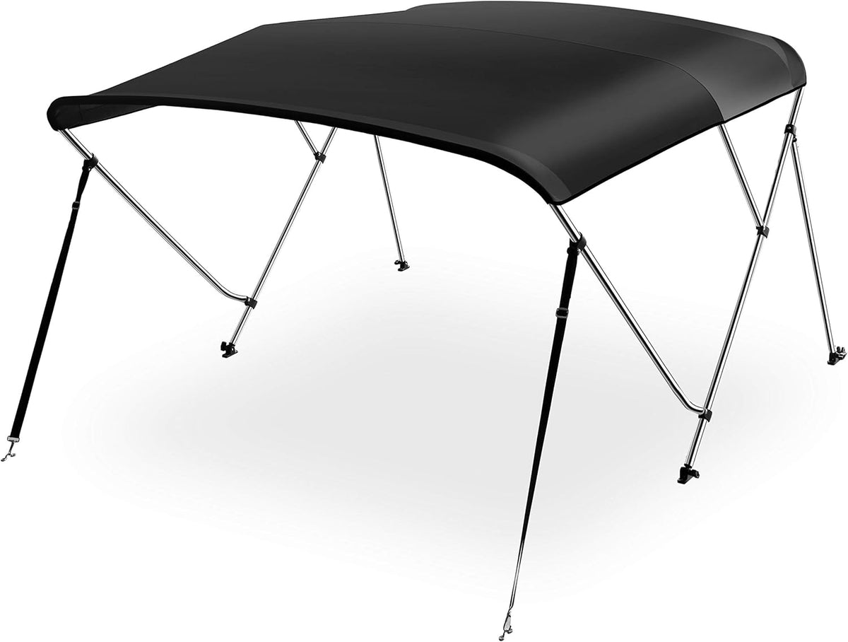 Waterproof 61-66W 3 Bow Boat Bimini Top Canvas Sun Shade with Storage Boot V728754