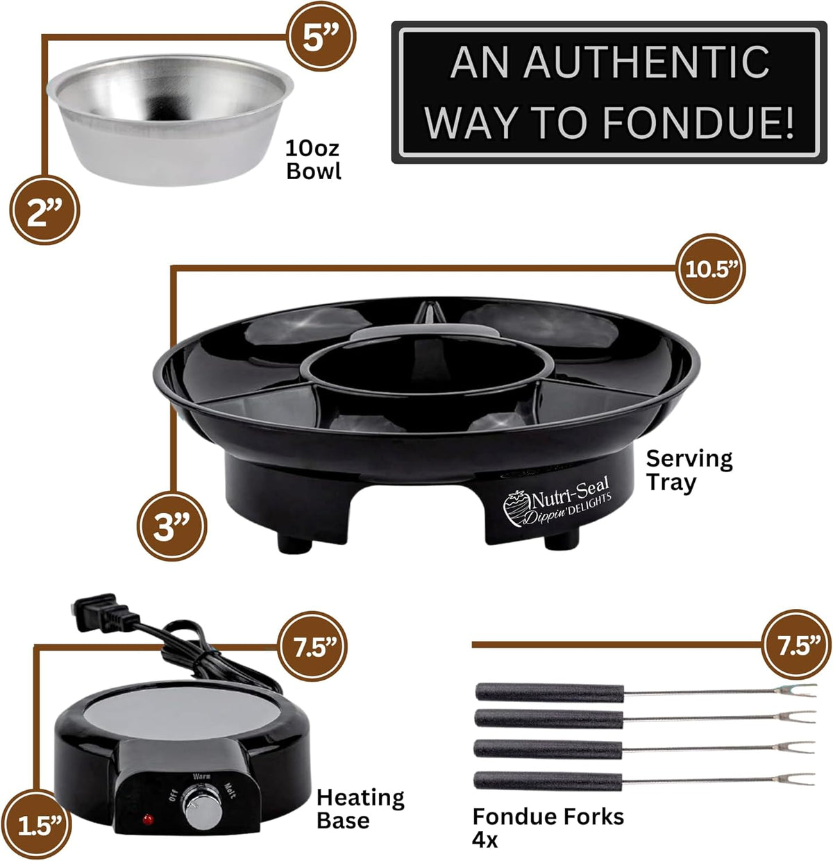Electric Fondue Pot Set with 4 Roasting Forks M7914