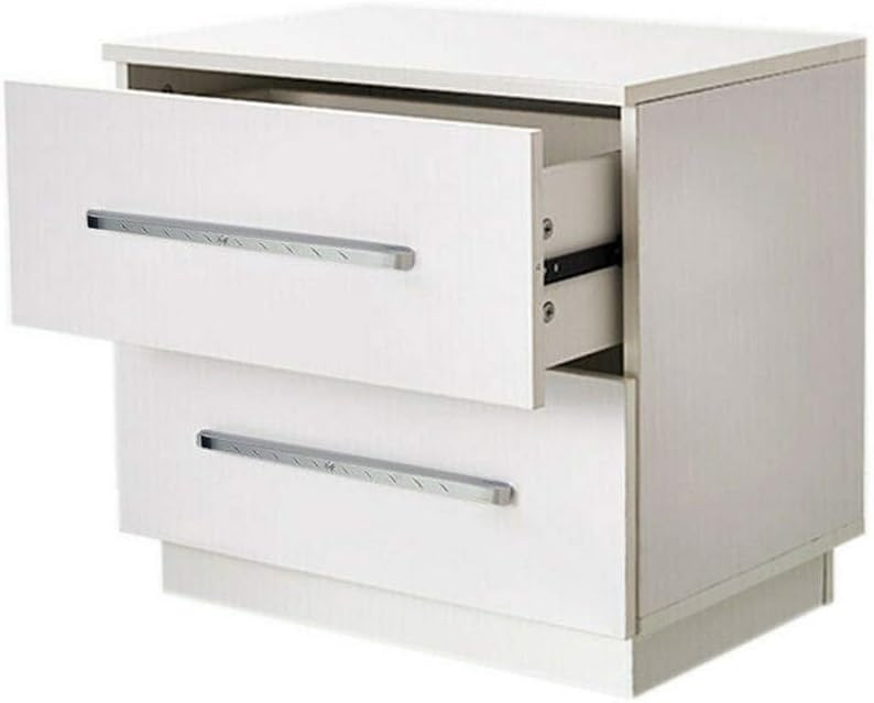 White 2 Drawer LED Nightstand W616514