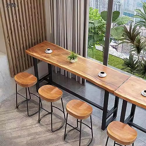 Natural Solid Wood Bar Table with Footrest N459