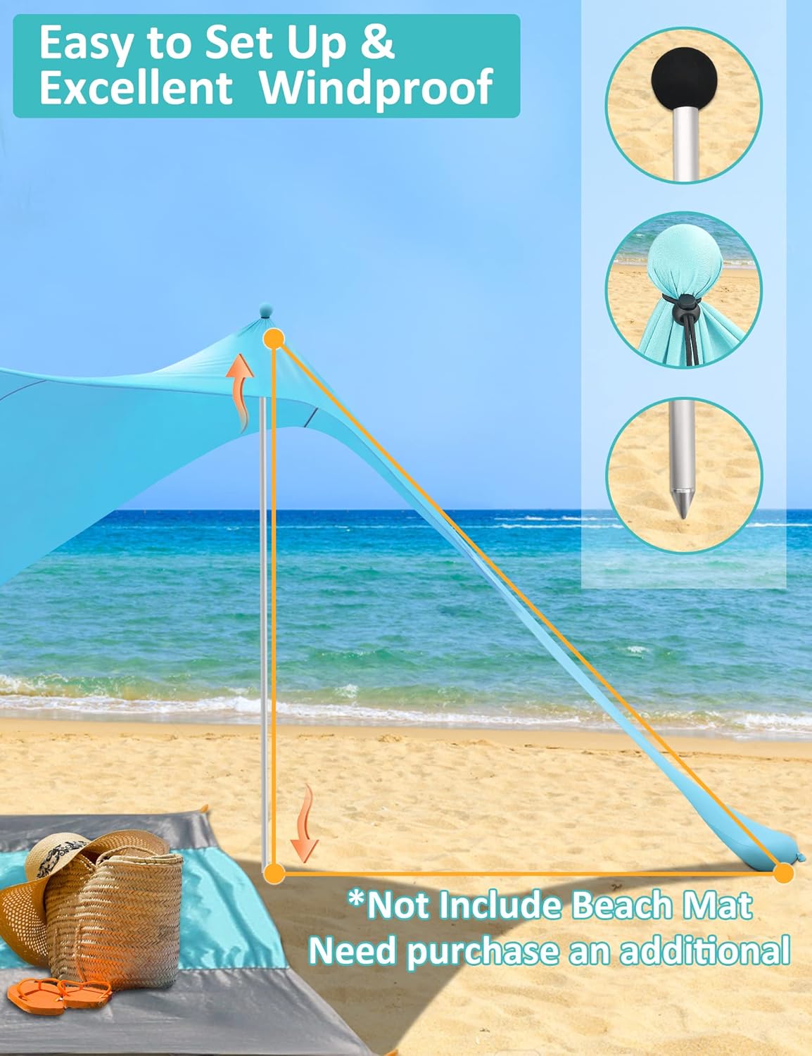 10'x10' 6 Person UPF 50+ Pop Up Beach Tent I40243