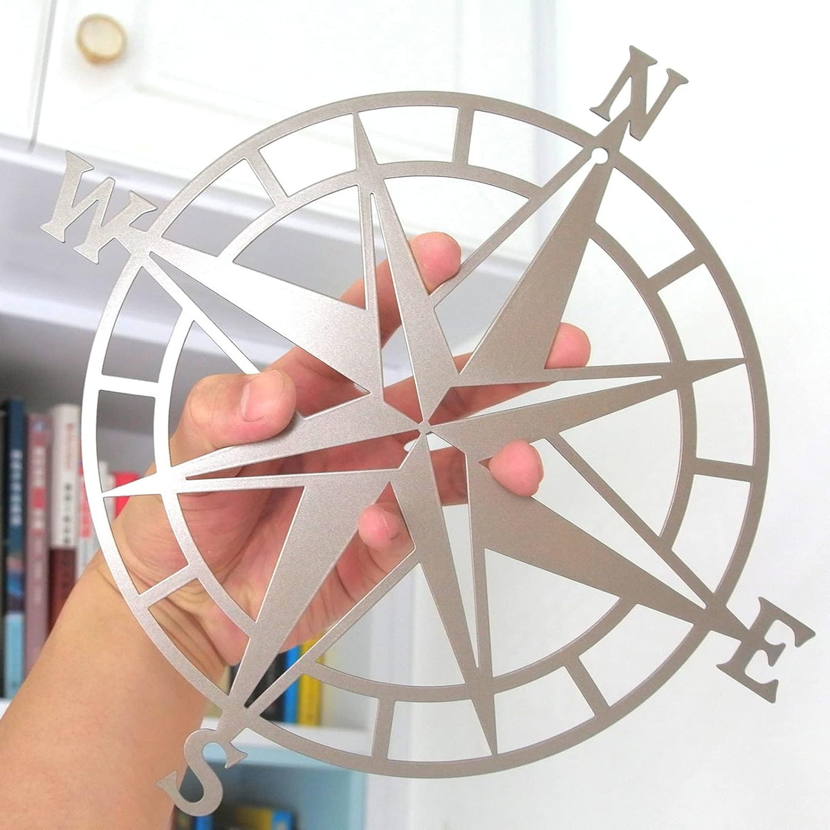 11 Inches Metal Nautical Compass Wall Decor, Cyan Gray, Pack of 2 J4938