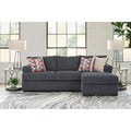 Charcoal Two Piece Sectional Sofa with Three Throw Pillows B79436