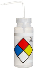 4-Color Wide-Mouth Wash Bottles, 500ml (16oz), Polyethylene, Pack of 4 Z70259