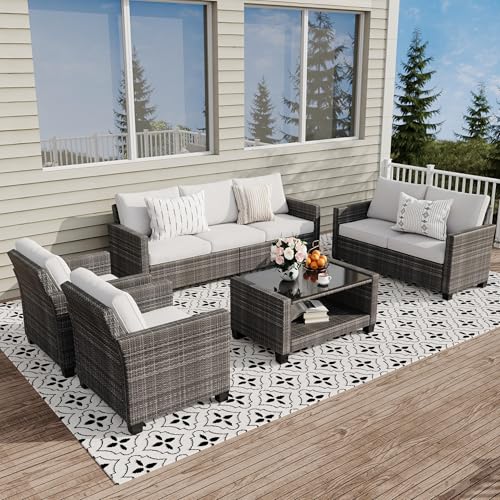 6 Piece Outdoor Patio Furniture Set with Coffee Table G435