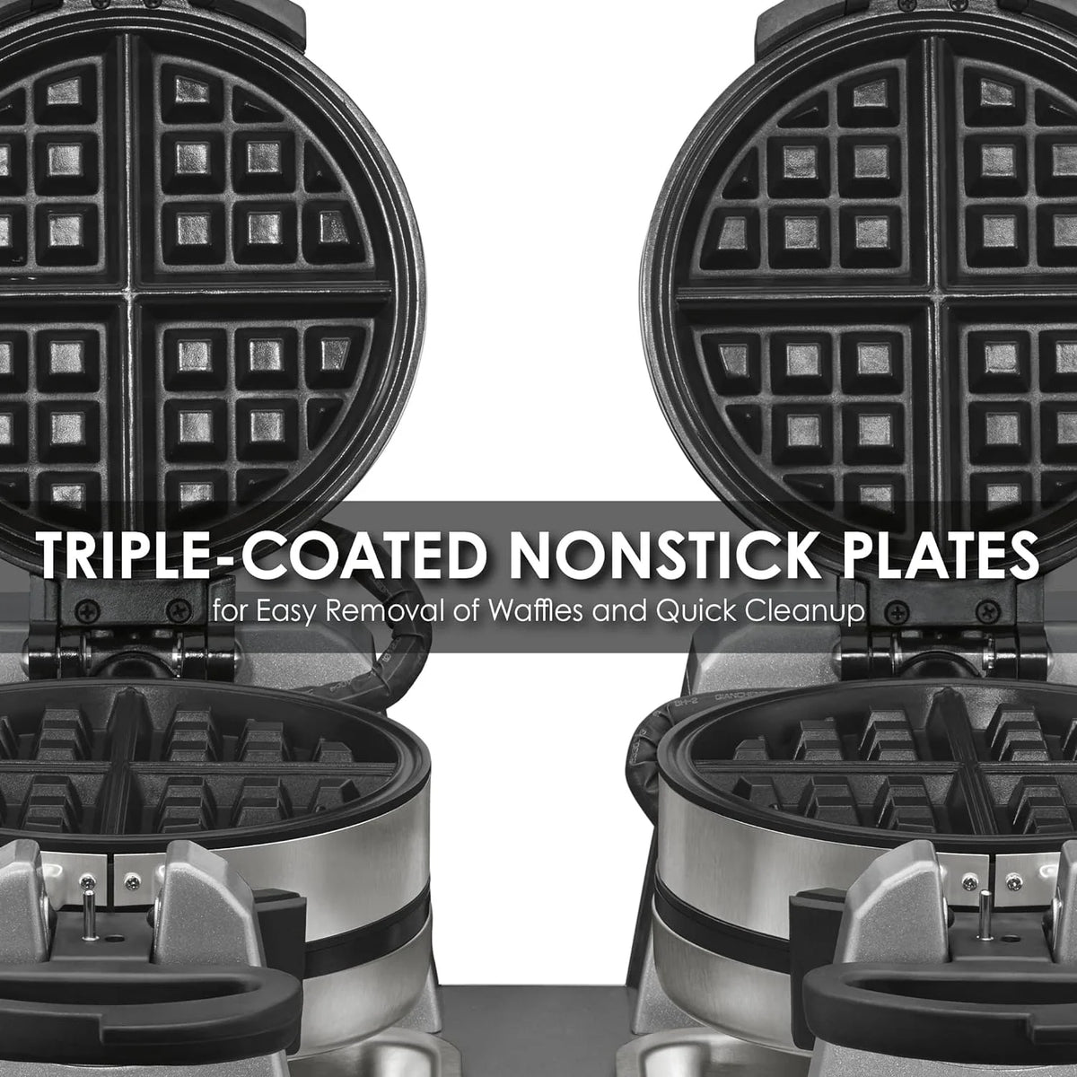 Double Side Belgian Waffle Maker, Non Stick Plates, 75 Waffles Per Hour B360096