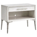 White 1-Drawer Solid Wood Metal Accent Nightstand P57337