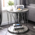 Rustic Grey Metal Round End Table C4233