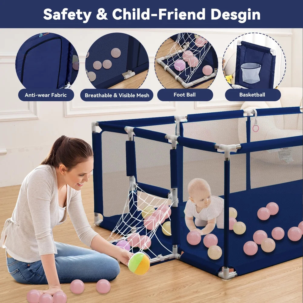 71x48inch Large Gray Baby Playpen Z45817