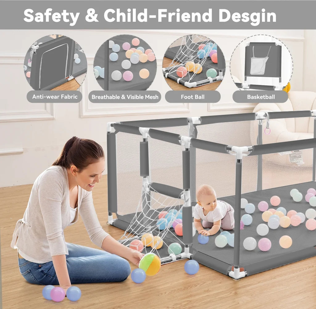 71x48inch Large Gray Baby Playpen Z45817