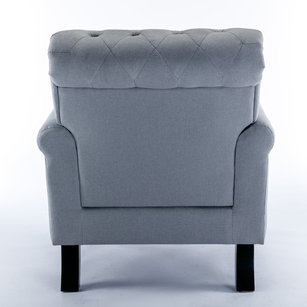 Light Gray Upholstered Tufted Accent Chair with Wood Legs L108338