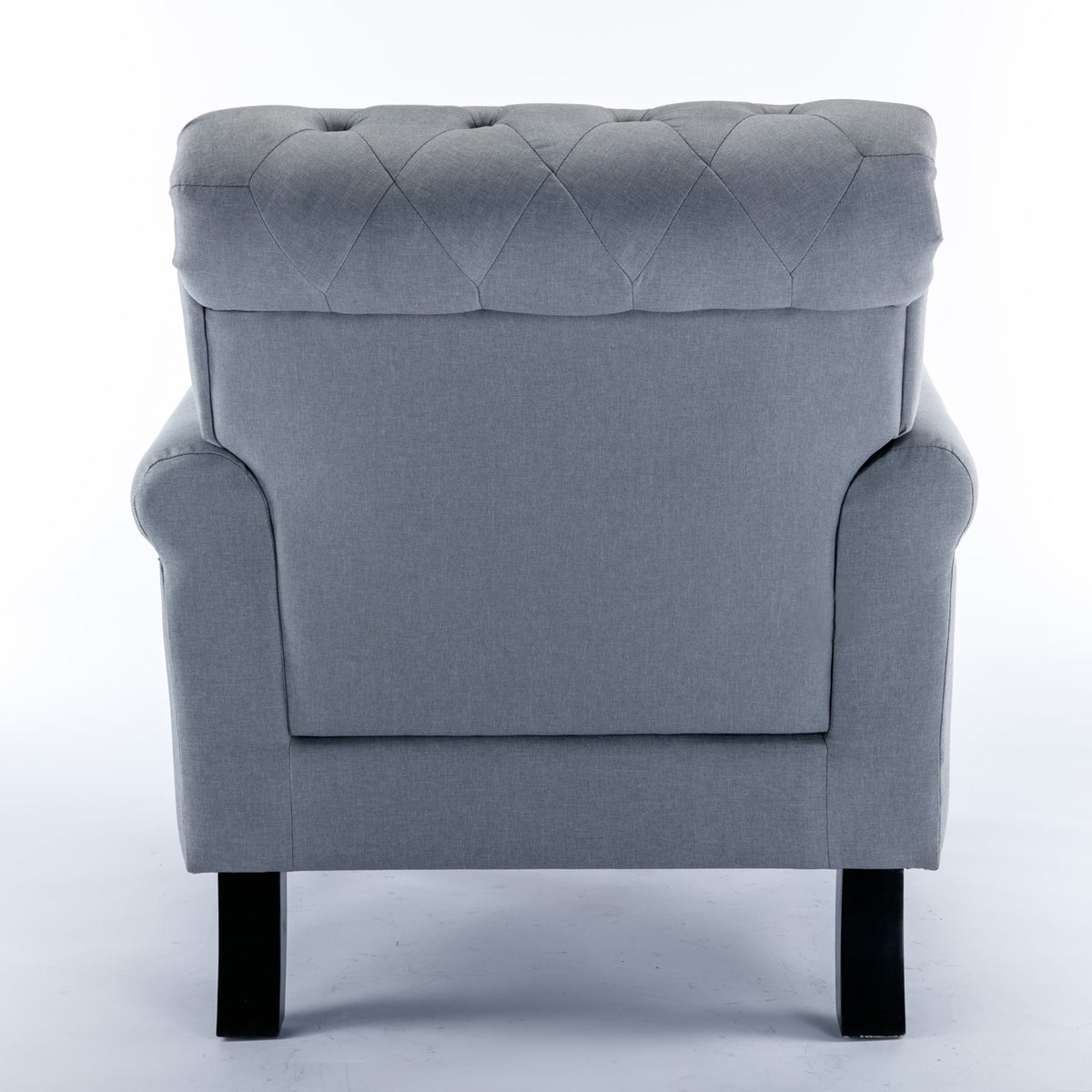 Light Gray Upholstered Tufted Accent Chair with Wood Legs L108338