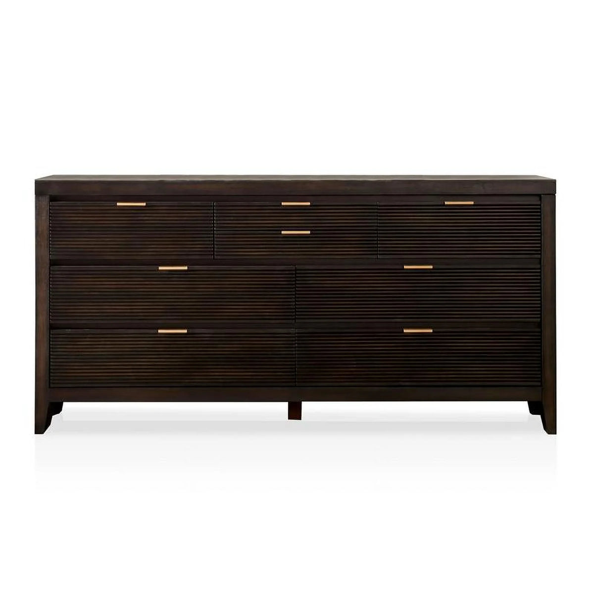 Wood 2-Piece Dresser and Mirror Set in Dark Walnut X479280