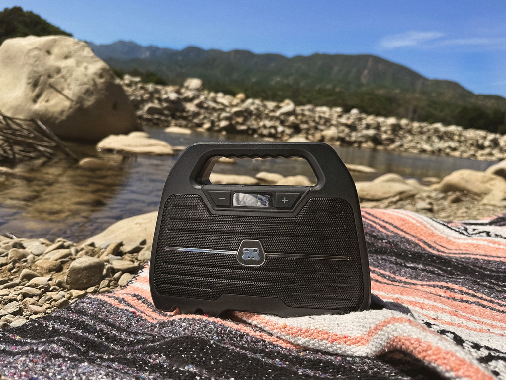 Rugged Water Resistant Portable Bluetooth Wireless Boombox Speaker with FM Radio Rechargeable Battery and USB Phone Charger U3144