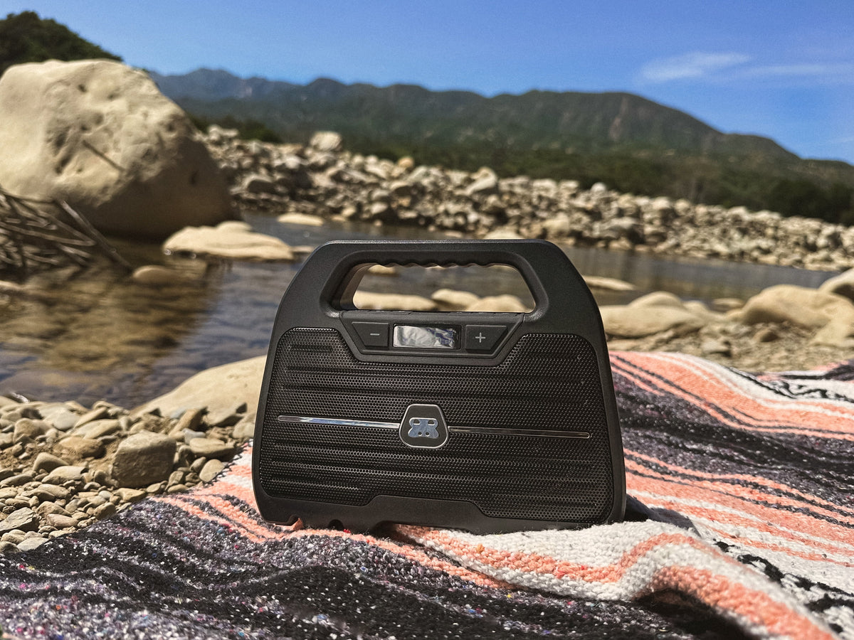 Rugged Water Resistant Portable Bluetooth Wireless Boombox Speaker with FM Radio Rechargeable Battery and USB Phone Charger U3144