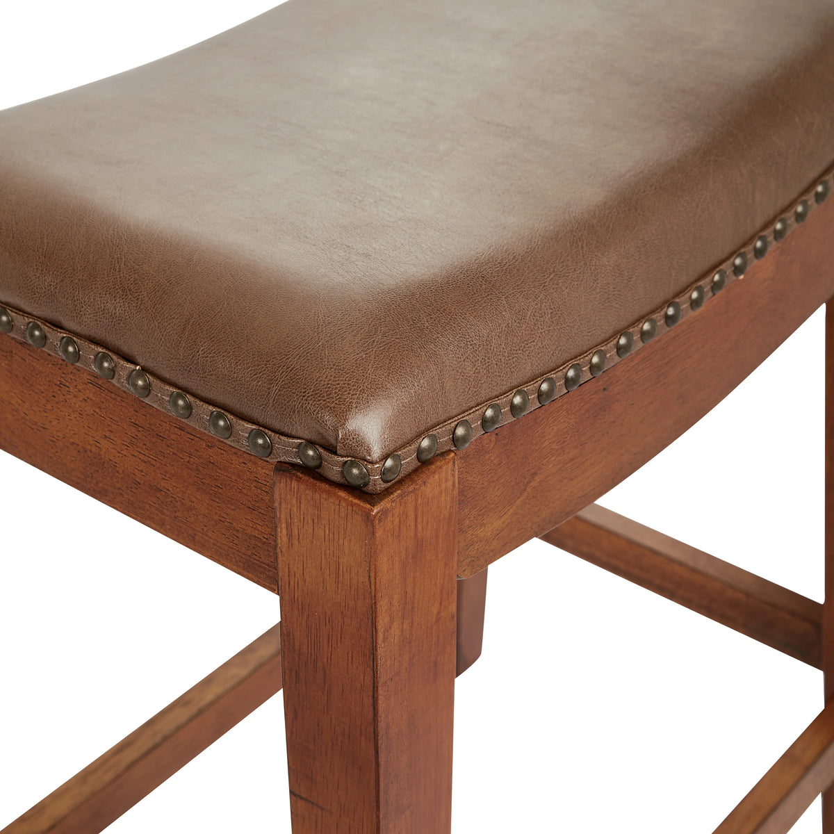 Saddle Stool with Espresso Finish Legs and Molasses Bonded Leather H91134