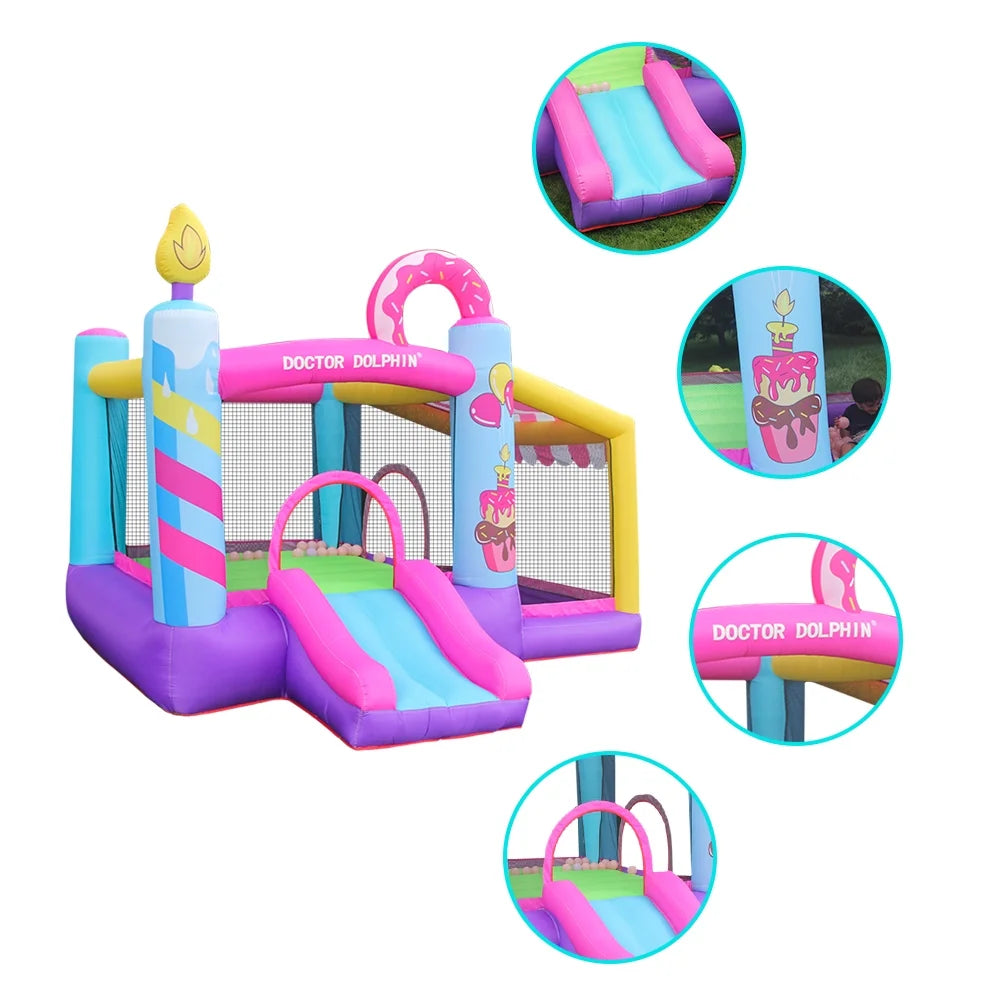 Inflatable Slide Bouncer House with Ball Pool and Storage Bag J2665