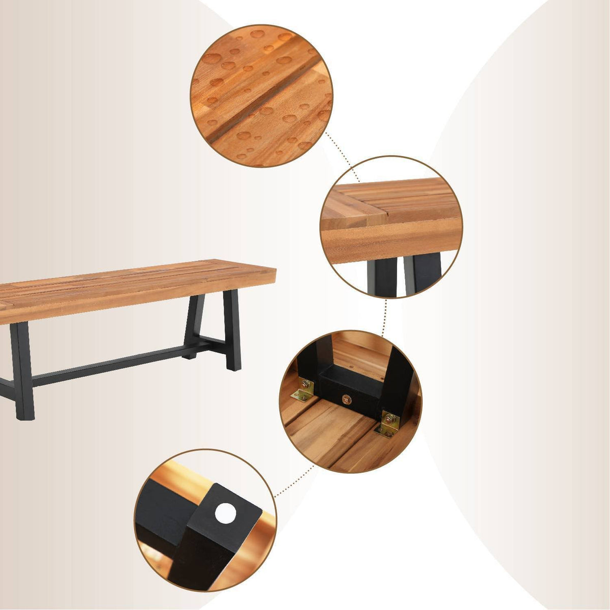 2pc 63x22 Acacia Wood Benches R66004