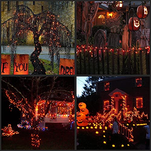 200 Orange LED Christmas Lights Black Wire 2 Strands 33 Feet Y28135