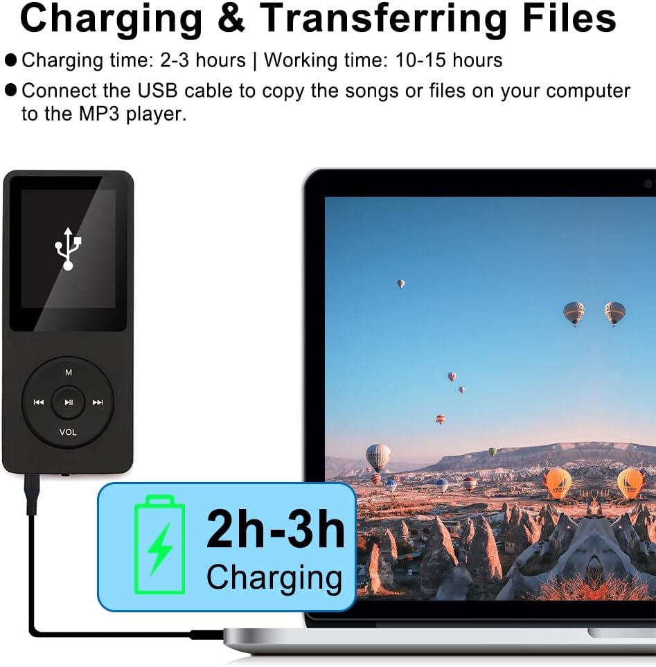 32GB Bluetooth MP3 Player with Speaker, FM Radio, Voice Recorder, Alarm Clock, Supports up to 128GB, Including Earphones B5766