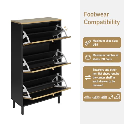 Natural Rattan Shoe Cabinet with 3 Flip Drawers P461