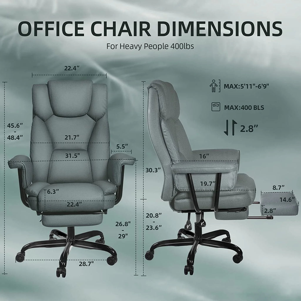 Gray High Back Leather Office Chair 400lb R1482